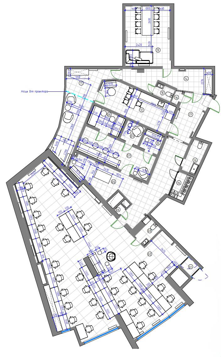 Планування лота — ЖК Busov Hill · Офіс · 1 поверх · 289 м² · Печерський