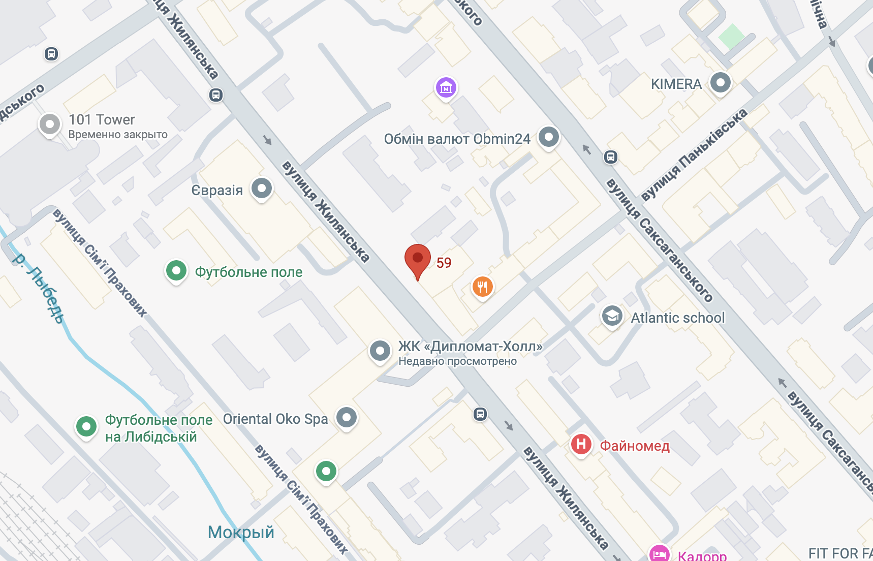 Розташування ЖК Diplomat Hall на карті Києва